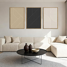 Large Neutral Abstract Wall Art Decor Framed Mid Century Modern Canvas Paintings Artwork for Living Room Bedroom Bathroom 36x24 Inch Set of 3