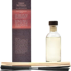Urban Naturals Leather Mahogany Reed Diffuser Oil Set with Reed Sticks – Masculine Blend of Smoky Bergamot, Leather, Spice, Amber and Wood - Made in The USA