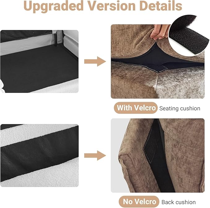 VINGLI Convertible Modular Sectional Sofa with Deep Seat & Movable 2-Layer Ottoman, L-shape Cloud Sofa with Chaise &Armrests, Oversized 3-Seater Couch for Living Room & Apartment, Chenille,Light-Brown