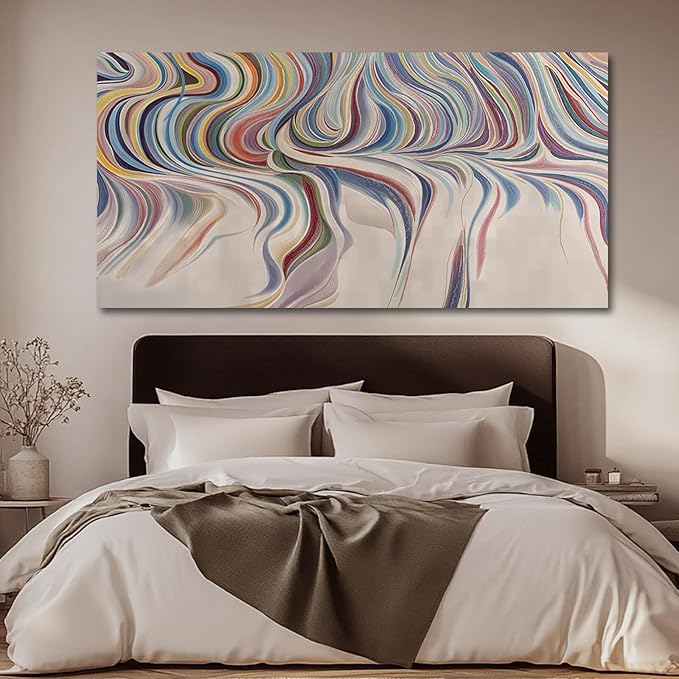 YETHEN WAL Multicolor Swirl Wall Art Vibrant Abstract Fluid Canvas Prints Modern Artwork for Living Room Bedroom Office Decor 29x58 Inch