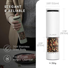 Electric Salt and Pepper Grinder Set Rechargeable, Automatic Salt and Pepper Grinder Set with Oversized Top Button, Stainless Steel Electric Salt and Pepper Shakers Set