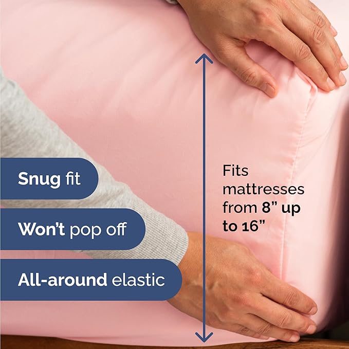 Twin 4 Piece Sheet Set - Cooling and Breathable Bed Sheets - Hotel Luxury Bed Sheets for Women, Men, Kids & Teens - Bedding with Deep Pockets & Easy Fit - Soft and Wrinkle Free - Twin Baby Pink Sheets
