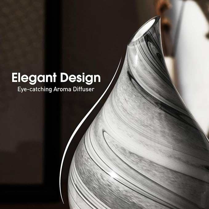 Porseme 280ml Essential Oil Diffuser Glass Color Changing Aroma Air Diffusers Aromatherapy Ultrasonic Cool Mist Humidifier 7 Running Hours Waterless Auto-Off for Sleeping, Yoga, Office, Spa (Ink)