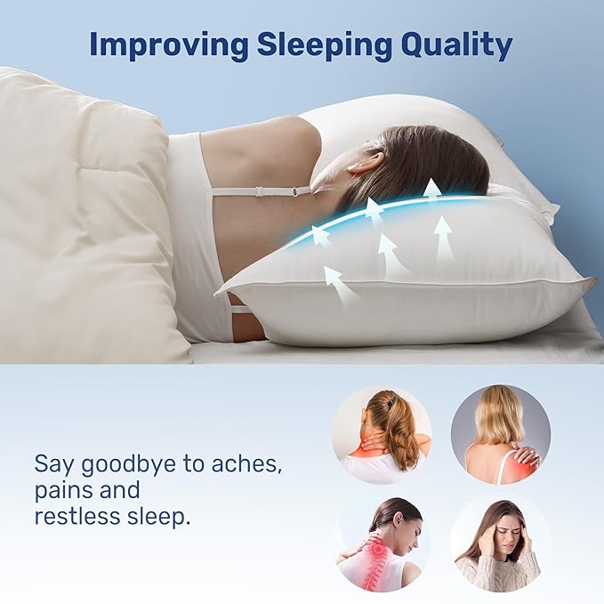 UNIKOME Ultra Soft Pillows Queen Size Set of 2 - Hotel Collection Luxury 100% Cotton Cover Down Alternative Bed Pillow, Fluffy Pillows for Back, Stomach or Side Sleepers