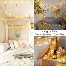 suddus Globe String Lights Bedroom, 50 Led Fairy Lights Plug in, Indoor String Lights for Classroom, Christmas, Backyard, Patio, Garden, Party, Bedroom, Living Room,Wall, Warm White