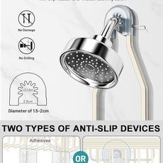 Shower Caddy Hanging - Never Rust Shower Hanging Organizer - Aluminum Over the ShowerHead Caddy with Soap Basket and 6 Hooks for Razor/Sponge (Milky White)