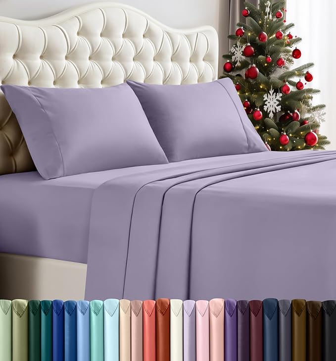 Utopia Bedding Queen Sheet Set – 4 Piece Bed Sheets for Queen Size Bed, Soft and Breathable Microfiber, Includes 1 Fitted Sheet, 1 Flat Sheet and 2 Pillowcases (Lavender)