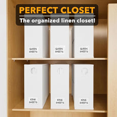 SpaceAid 6 Pack Bed Sheet Organizers and Storage, Foldable Sheet Organizer with Window for Linen Closet, Set Folder Keeper for Queen & King Size Bedding Storage (White)