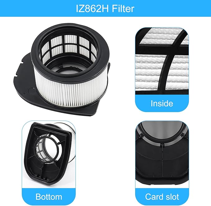 6 Pack Filter Replacement for Shark IZ862H Stratos Cordless Vacuum, Compatible with Shark IZ862H Upright Vacuum Include 2 Foam Filter + 2 Felt Filters Kit, White