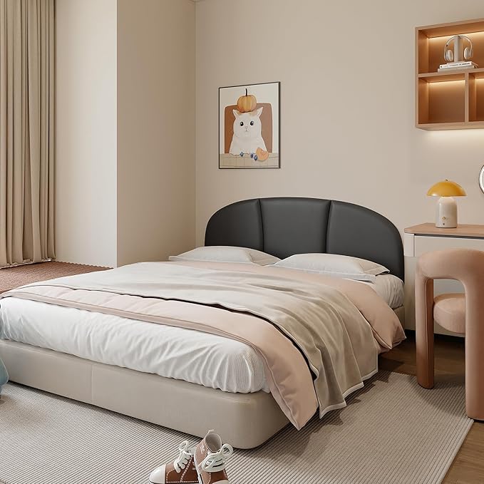 Yutianli Upholstered Headboard Queen Size 59"x 20" Wall Mounted Peel and Stick Headboard Black Anti Collision Padding