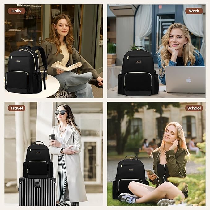 LOVEVOOK Laptop Backpack for Women with Pouch Pocket for Large Capacity Cup,17 Inch Laptop Computer Bag Travel Backpack Purse,Waterproof Work Business Backpack College Teacher Bags,Grayish Purple