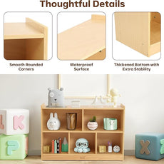 Toy Storage Organizer for Kids Room, Wooden Kids Bookshelf for Classroom, Cube Storage Organizer for Playroom, 5-Section Montessori Bookshelf & Toy Shelf for Nursery