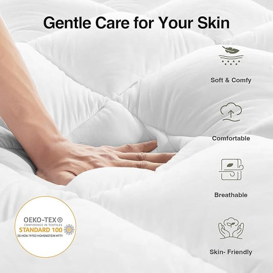 Novilla Twin Mattress Topper, Soft Pillow Top for Dorm Bed, Breathable Quilted Mattress Pad Cover with Deep Pocket, Down Alternative Fill, Machine Washable Back to School Essentials