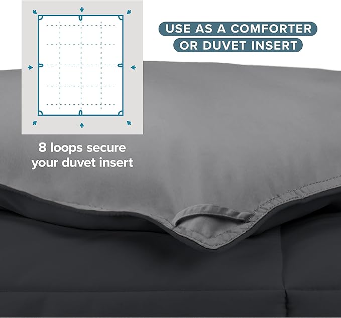 Bare Home Full Comforter - Reversible Colors - Goose Down Alternative - Ultra-Soft - Premium 1800 Series - All Season Warmth - Bedding Comforter (Full, Black/Grey)
