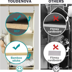 YOUDENOVA Hanging Closet Organizer, 6-Shelf Closet Hanging Storage Shelves, 2 Packs, Beige