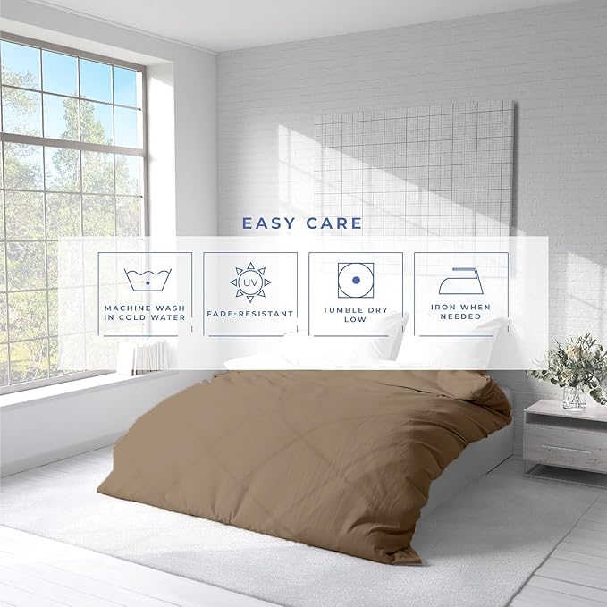 Kotton Culture 3 Pc 120" x 98" Duvet Cover Set Oversized King 100% Egyptian Cotton - 600 Thread Count Comforter Cover, Zipper Closure & Corner Ties - Fits Large King Inserts - Taupe