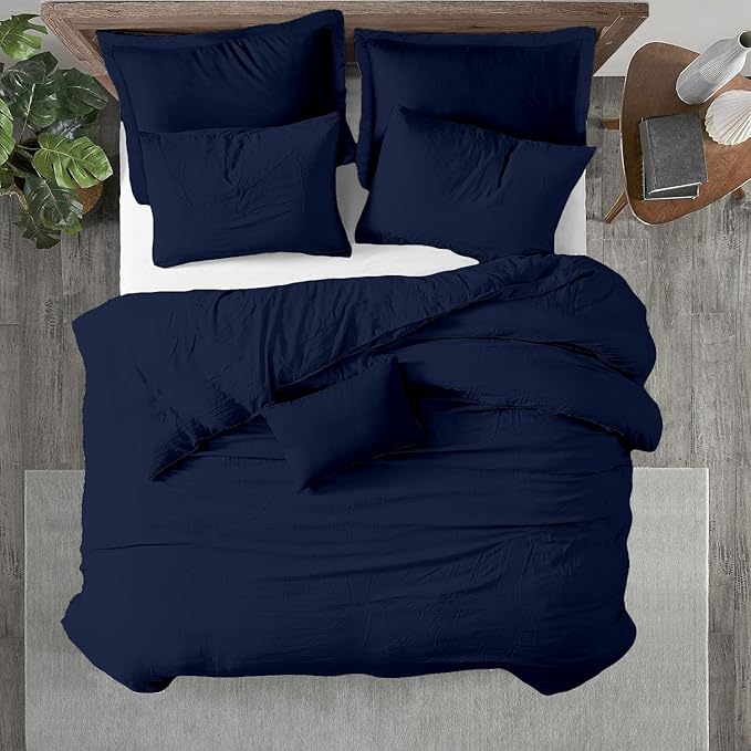 Kotton Culture 1 Pc California King Duvet Cover Only-100% Egyptian Cotton Sateen 600 Thread Count Ultra Soft Premium Durable Comforter Cover Zipper Closure & Corner Ties- (Navy Blue, 104" X 98")