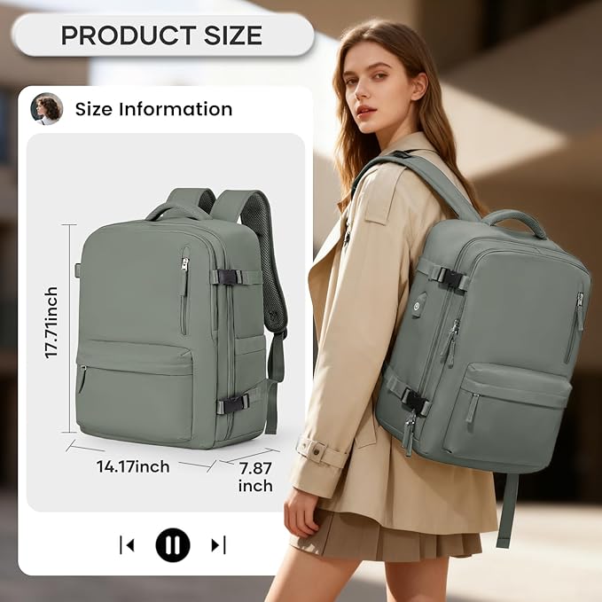 Vacuum Compression Backpack, Travel Vacuum Backpack with Electric Vacpack Pump, Flight Approved Carry On Personal Item Suitcase Luggage for Men Women, Dark Green, Large