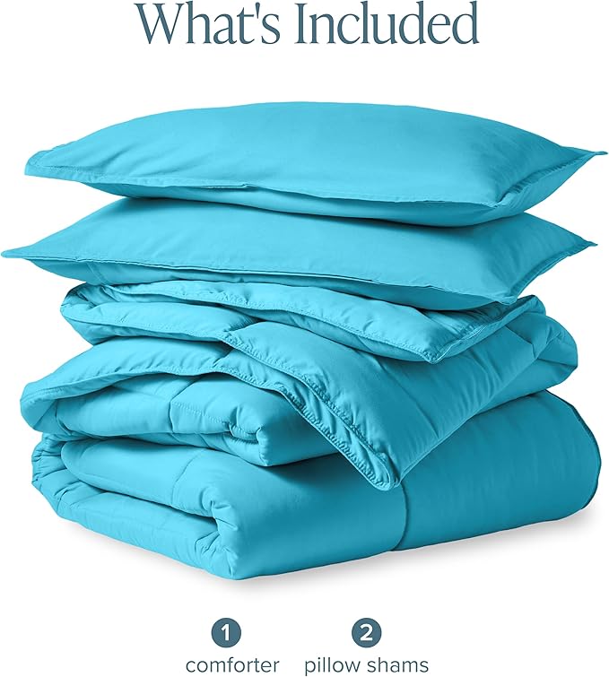 Bare Home Comforter Set - Queen Size - Ultra-Soft - Goose Down Alternative - Premium 1800 Series - All Season Warmth (Queen, Aqua)
