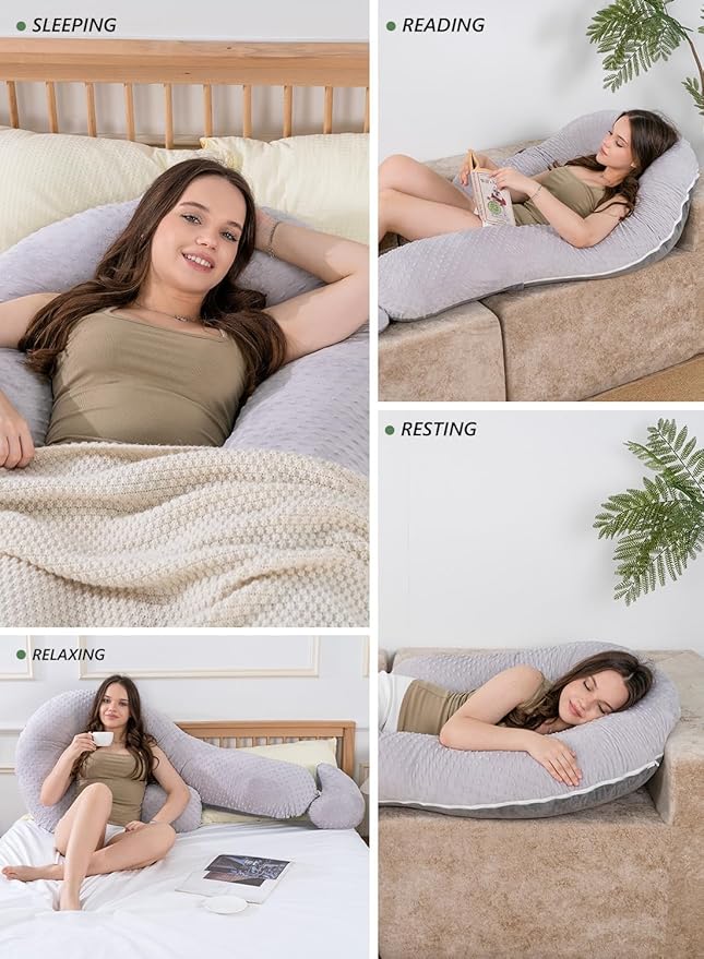 Meiz Question Mark Body Pillow for Adults & Couples, Dual-Sided Velvet Long Bolster Pillow with Detachable Heart Cushion for Hugging, Full Body Support Pillow for Side Sleepers & Back Support