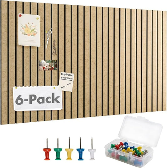 Cork Board Tiles for Wall with Push Pins, 48" x 24" Aesthetic Bulletin Board Sets, Self-Adhesive Pin Board | Magrowill 6 Packs Felt Panels for Office Home Classroom Dorm, Deep Camel with Black Base