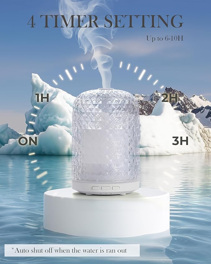 Essential Oil Diffuser – 2.4MHz Ultrasonic Aromatherapy Diffuser, Health Night Light, Timer & Auto Shut-Off, BPA-Free, 120ml Glass Oil Diffuser for Home, Office, Spa, Yoga