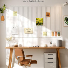 Bumusty Large Cork Board Alternative-36 x24 Felt Bulletin Board Tiles, with 30 Pushpins, 40 Adhesive Tabs, 6-Pack Slat Wall Paneling, Cork Boards for Office Push Pin Board Felt Board-Milky White