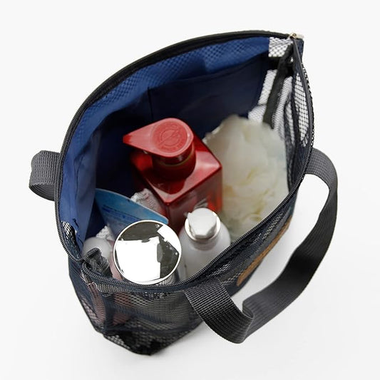Mesh Shower Caddy Bag Portable Hanging Toiletry and Bath Organizer with Zipper for Travel, Gym, Camping, College Dorms, Beach