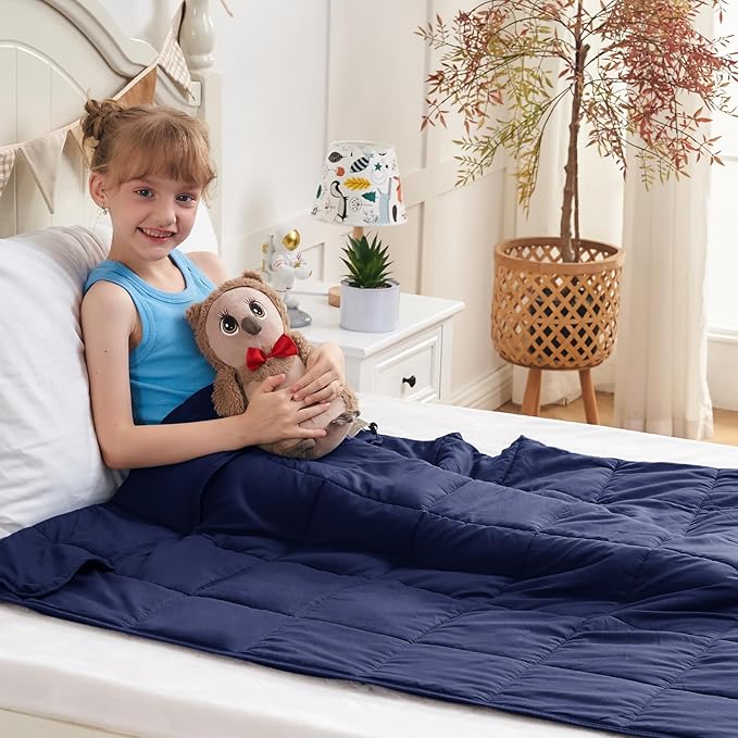 yescool Navy Weighted Blanket 5 Pounds Cooling Weighted Lap Blanket, Heavy Blanket for Sleeping, Weighted Throw Blanket Gift for 40-60lbs, 40"x60"