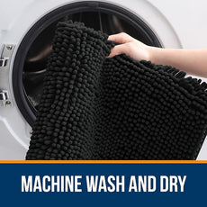 OLANLY Bathroom Rugs 40x32, Extra Soft Absorbent Chenille Bath Rugs, Rubber Backing Quick Dry, Machine Washable Bath Mats for Bathroom Floor, Tub and Shower, Home Decor Accessories, Black