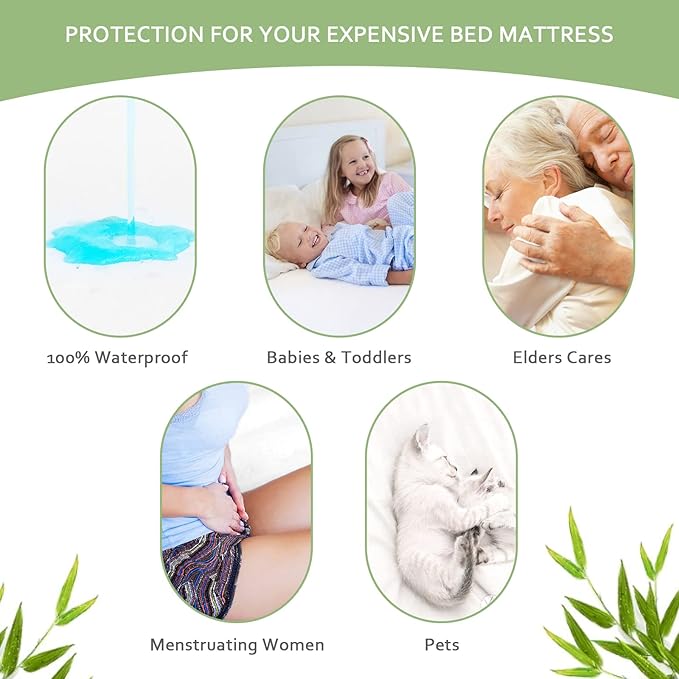 Waterproof Mattress Protector Twin Size, Skin Friendly and Breathable Twin Mattress Cover for Kids, Viscose Jersey Mattress Pad with 14" Deep Pocket,4 Pack