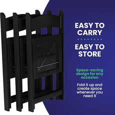 100 Black Resin Stackable Folding Chair - Comfortable Black Foldable Chair - Folding Chairs with Padded Seats - Indoor/Outdoor Folding Chairs for Events - Lightweight Foldable Chairs (100 Pack)