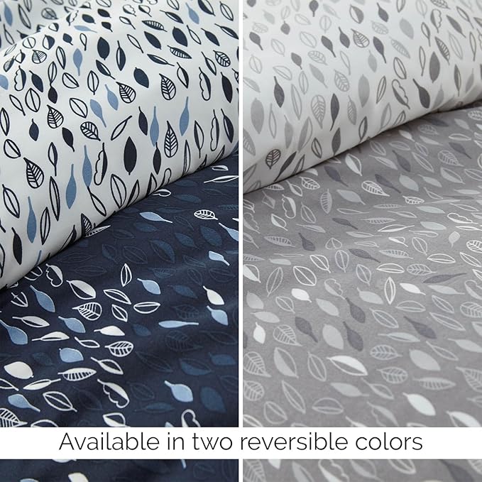 Southshore Fine Living, Inc. Reversible Oversized King Duvet Cover Set, California King Duvet Cover Pattern Botanical, Hotel Quality Bedding King/Cal King, 2 Grey Pillow Shams - Botanical Leaves Grey