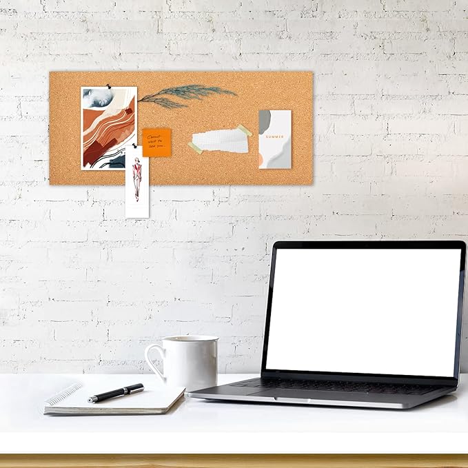 17x8 Cork Board Tiles Bulletin Board, 1/4" Thick Self-Adhesive Cork Boards for Walls, Cork Tiles Vision Board for Home, Office, School, Bulletin Board Decorations(6mm,6pc)