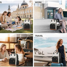 Laptop Backpack for Women Travel Backpacks - 15.6 Inch Laptop Computer Bag with Pouch Pocket Large Capacity Cup Purse Work Business Back pack College Teacher Bags Beige Black Brown