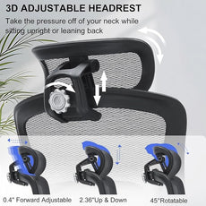 Ergonomic Office Chair:PU Leather Executive Office Computer Desk Chair with High Back Mesh and Adjustable Lumbar Support Rolling Work Swivel Task Chairs Home Meeting Computer Gaming Desk Chair-500Lbs