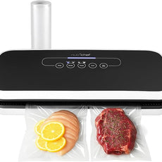 NutriChef Automatic Vacuum Air Sealing System for Food Preservation with Starter Kit, Compact Design, Lab Tested, Dry & Moist Food Modes with Led Indicator Lights, Black