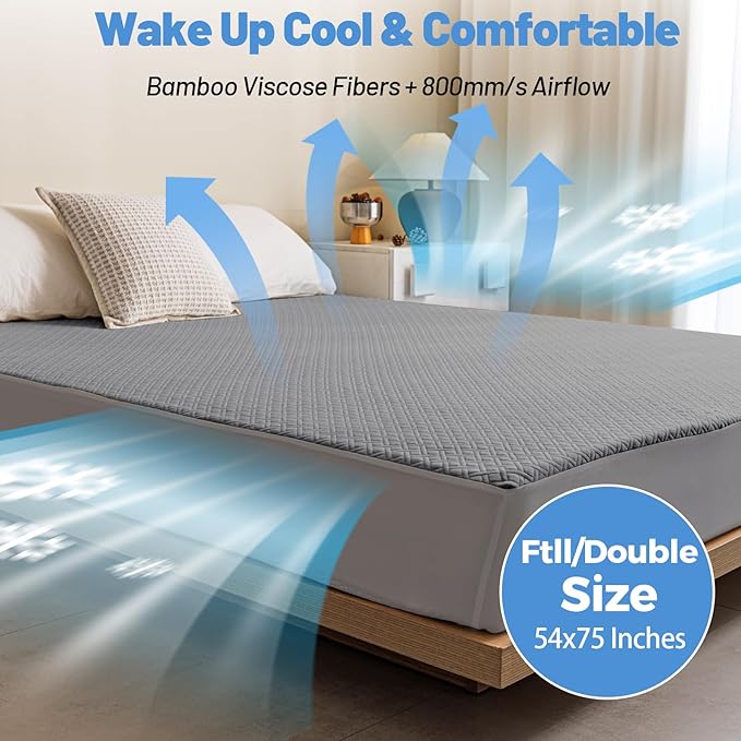 Premium Bamboo Mattress Protector – Full Size, Waterproof, & Ultra Soft Breathable Noiseless Washable Bed Mattress Cover for Comfort & Protection MC03FULL-LG