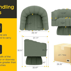 360 Degree Sherpa Swivel Cuddle Barrel Accent Sofa Chairs, Round Teddy Armchairs with Wide Upholstered, Furry Boucle Reading Chair for Living Room, Bedroom, Office, Waiting Rooms (Green)