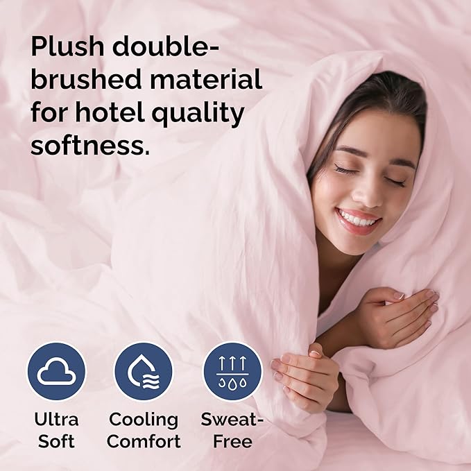 Duvet Cover Twin/Twin XL Size Set - Extra Soft Duvet Cover 68 x 90 with 1 Pillow Sham - Hotel Luxury, Easy Care and Fade Free w/ Zipper Closures & Ties - Comfy, Breathable Bedding Set (Lavender Pink)
