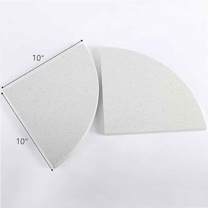 Koville Italian Marble Corner Shower Shelf for Bathroom, 10'' Marble Corner Shelves for Bath, Wall Mounted Stone Corner Shower Caddy, No Drilling Adhesive Shower Shelf - White Cliff (2-Layer)