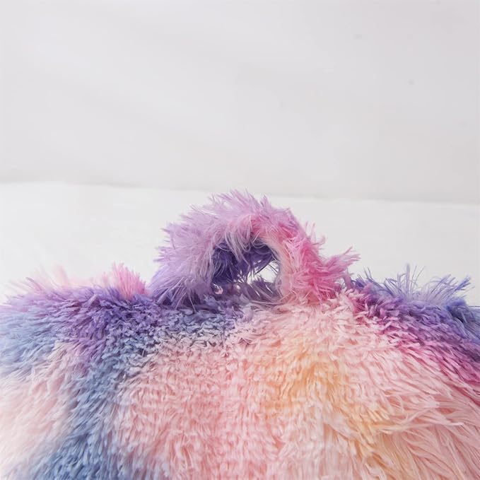 A Nice Night Faux Fur Reading Pillow Bed Wedge Large Adult Children Backrest with Arms Back Support for Sitting Up for Bedrest,PinkPurple