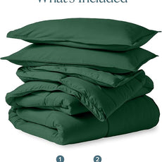 Bare Home Comforter Set - King/California King Size - Ultra-Soft - Goose Down Alternative - Premium 1800 Series - All Season Warmth (King/Cal King, Forest Green)
