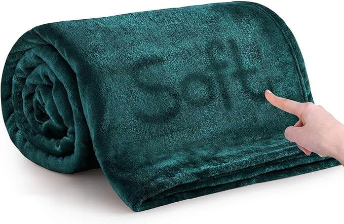 IR Imperial Rooms Fleece Blanket Twin Size 60 x 80 Inches - Super Soft Fluffy Throw Blanket for Sofa and Bed - Warm and Cozy Lightweight 400 GSM Microfiber Bed Throws Blankets (Twin, Emerald)