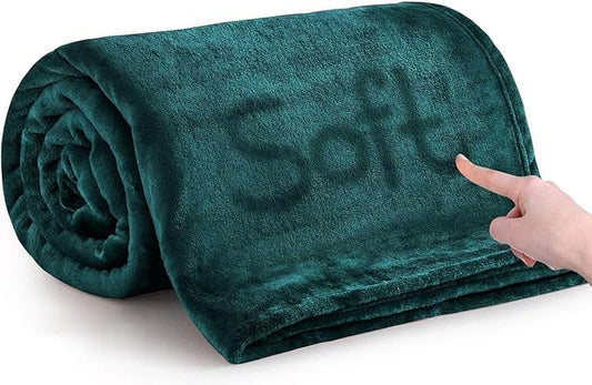 IR Imperial Rooms Fleece Blanket Twin Size 60 x 80 Inches - Super Soft Fluffy Throw Blanket for Sofa and Bed - Warm and Cozy Lightweight 400 GSM Microfiber Bed Throws Blankets (Twin, Emerald)