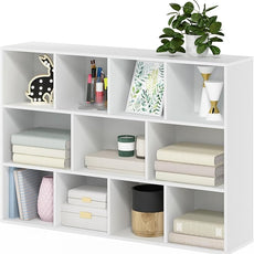Furinno LUDER Book Shelf, 11-Cube Bookshelf, Reversible Bookcase, 9.4 x 29.1 x 41.7, for Living Room, Bedroom, Home Office, White