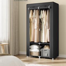 SONGMICS Portable Closet, Wardrobe Closet Organizer with Cover, 2 Hanging Rods and Shelves, 4 Side Pockets, 33.9 x 17.7 x 65.7 Inches, Large Capacity for Bedroom, Living Room, Ink Black URYG091B01