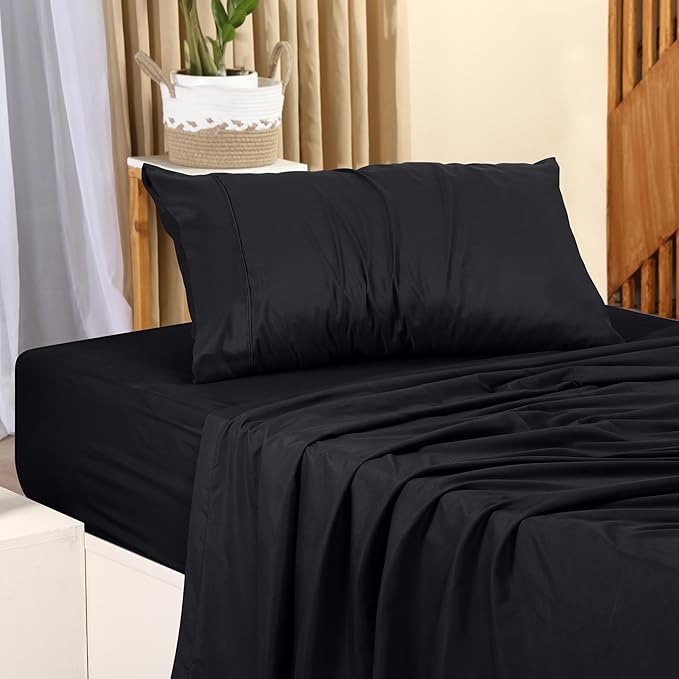 Utopia Bedding Twin XL Sheets - 3 Piece Bedding - Brushed Microfiber - Shrinkage and Fade Resistant - Easy Care (Twin Extra Long Black)