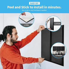 Art3d Peel and Stick Black King Headboard, 12-Pack Upholstered Headboard for Queen, Full-Size Bed, Padded Wall Panel