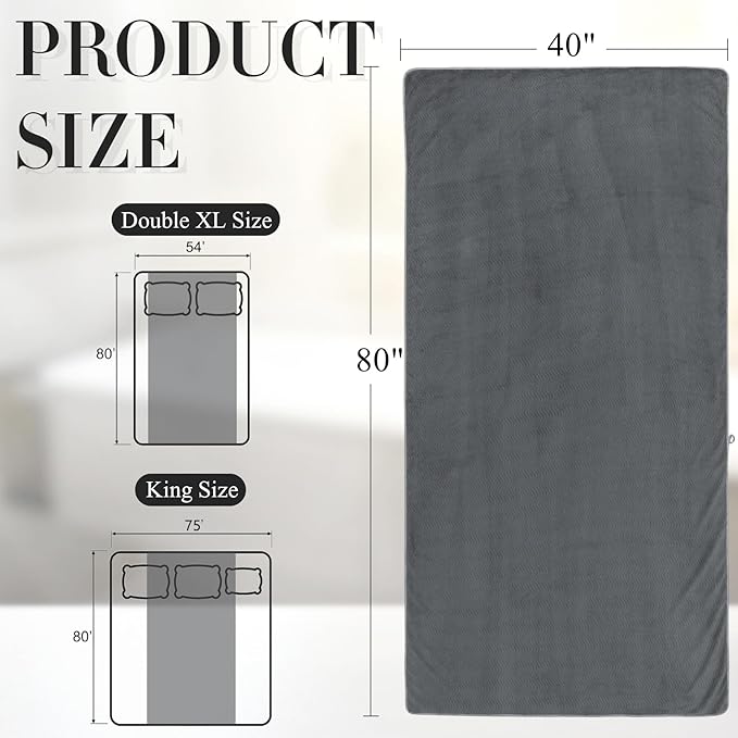 2 Pcs Oversized Bath Towels, 40 x 80 Inch Extra Large Coral Fleece Soft and Absorbent Bath Sheets, Lightweight Shower Towels for Home, Spa, Beach, Pool (Dark Gray)